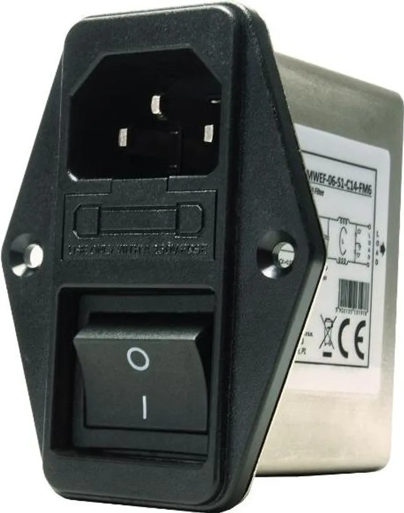 Filtre Secteur Anti-Interférences 6A avec Prise IEC C14 et Interrupteur