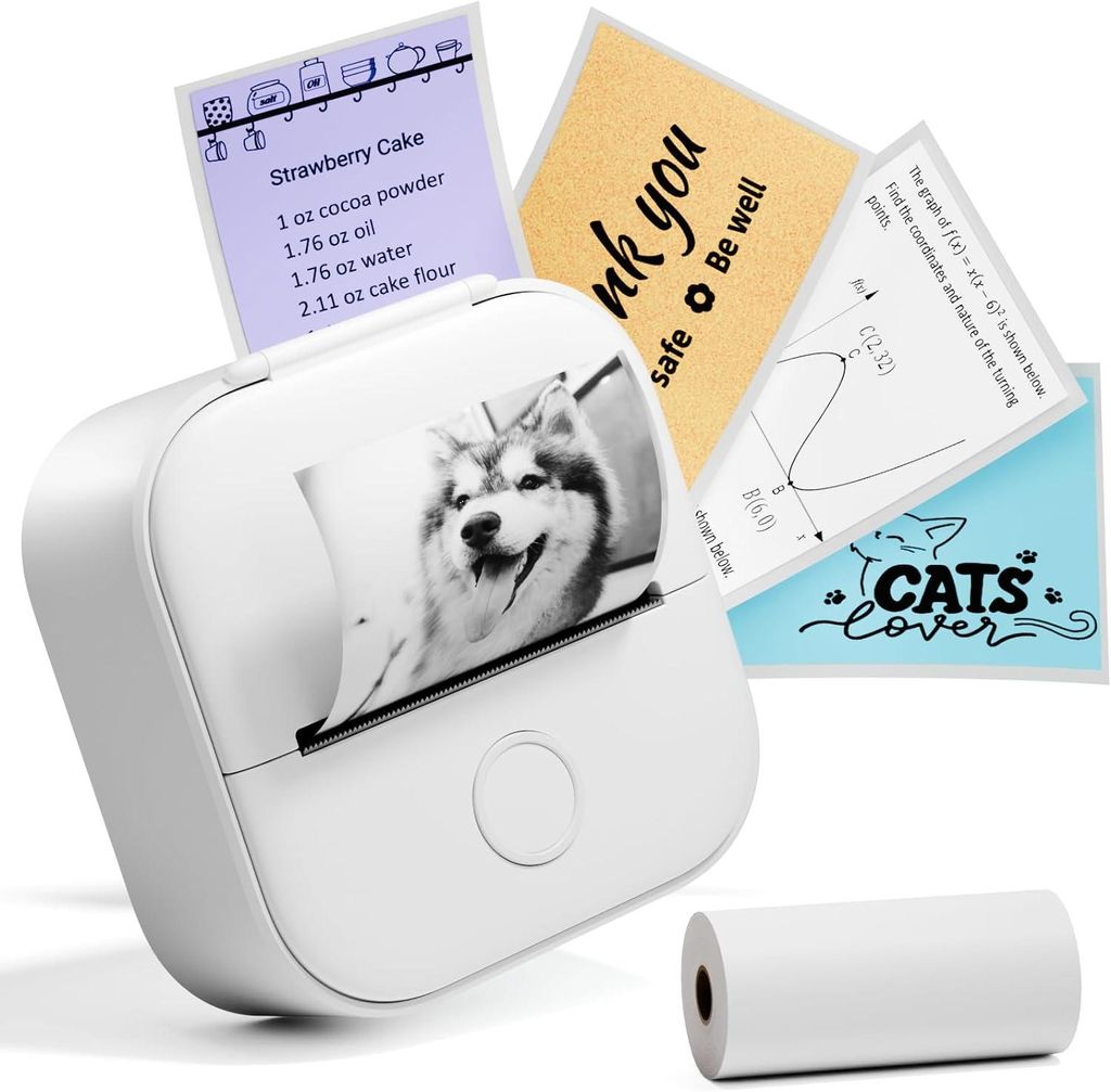 Phomemo Mini Drucker,T02 Handy Fotodrucker für Mobiler für Telefon und Tablet,Coole Tiny Pocket Thermal Printer für Office Home Schule Zimmer