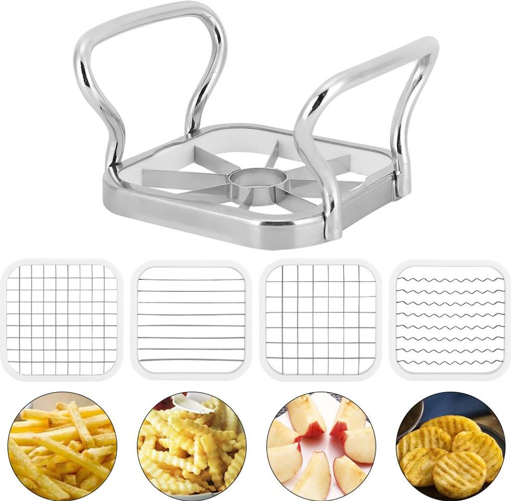 5-in-1-Edelstahl-Kartoffelschneider, Obstschneider, Zerkleinerer, Pommes-Frites-Werkzeug, Küchenhelfer