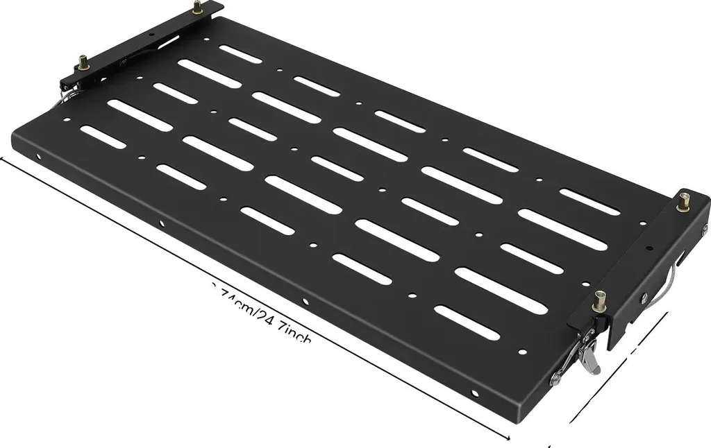Gagnez de la place avec cette table pliante à hayon noire en acier robuste