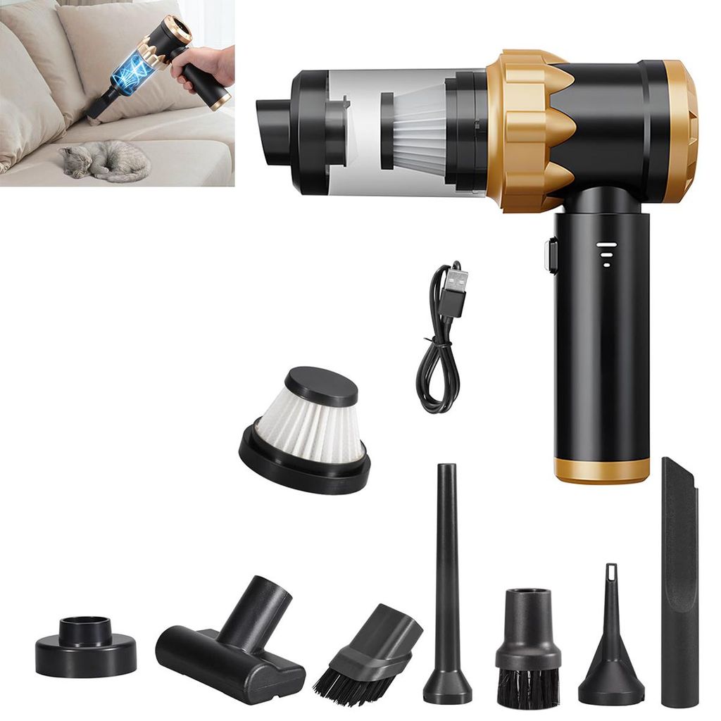 Handstaubsauger, 5000 Pa starke Saugleistung, Mini-Auto-Staubsauger, mit Ein-Knopf-Leerung, , 30 Min Laufzeit, ideal für Auto, Schreibtisch u. v. m
