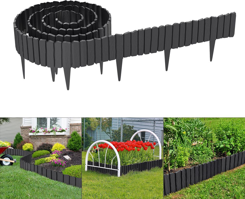 LARS360 Bordure de parterre de fleurs 13,8 m aspect bois, Image du produit 