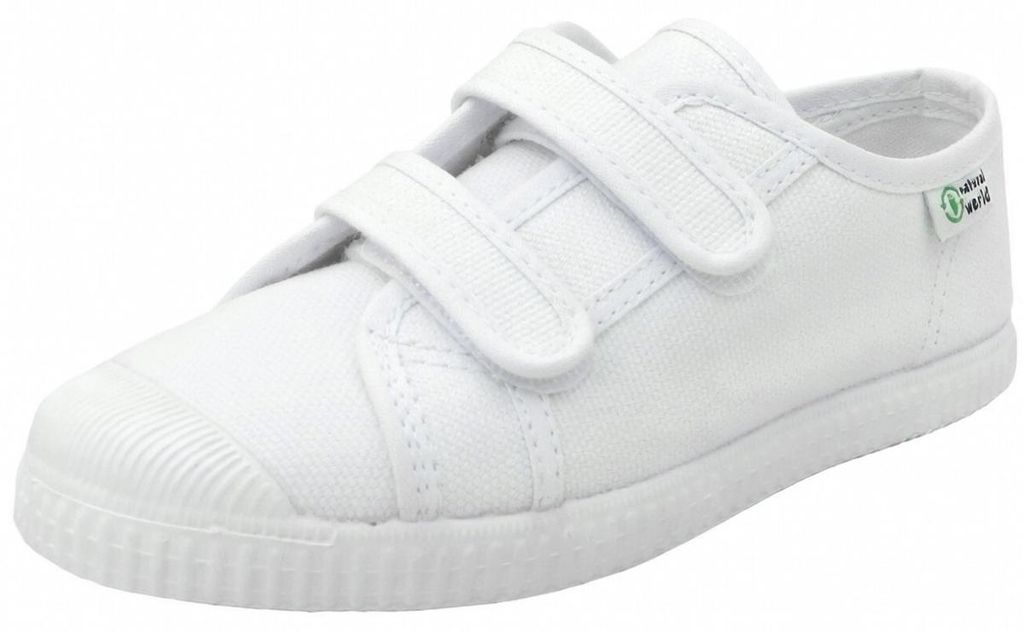 Natural World Basquet Klett Paris Kinder -Sneaker aus Baumwolle Weiß (Blanco), W78020-05