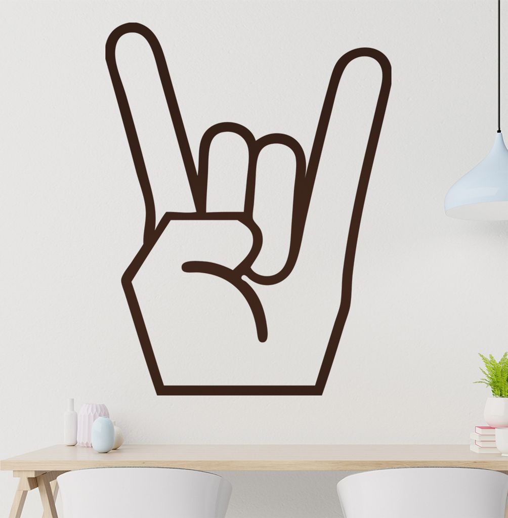 Hörner Handgruß Wandtattoo in 6 Größen - Wandaufkleber Wall Sticker - Dekoration, Küche, Wohnzimmer, Schlafzimmer, Badezimmer