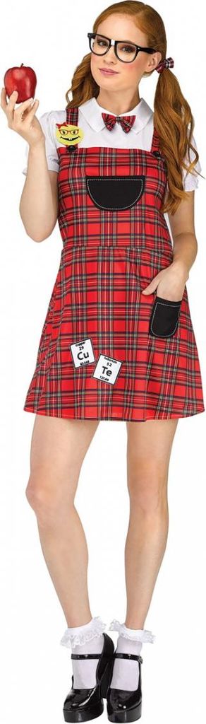 Streberin Damen Kostüm für Karneval und Motto Party Größe: M/L
