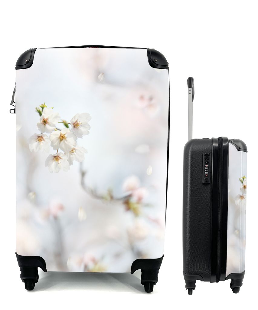 MuchoWow Koffer Handgepäck Trolley Rollkoffer Kleine Reisekoffer mit 4 Rollen - Sakura - Abstrakt - Farben - Cabin Size < 55x40x23 cm & 55x40x20...