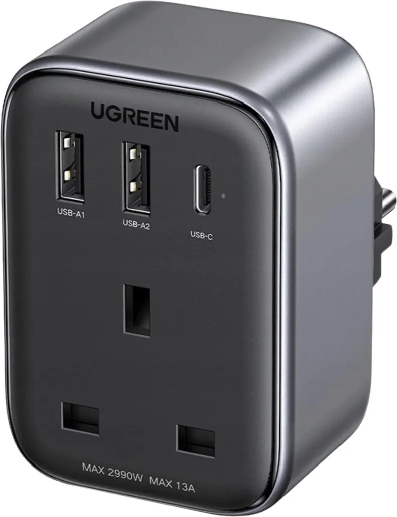 Adaptateur Prise Anglaise vers France avec Chargeur USB C 30W Triple Port