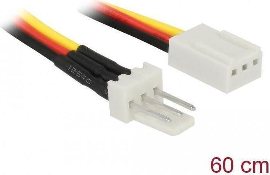 Delock Lüfter Stromkabel 3 Pin Stecker zu 3 Pin Bu 60 cm