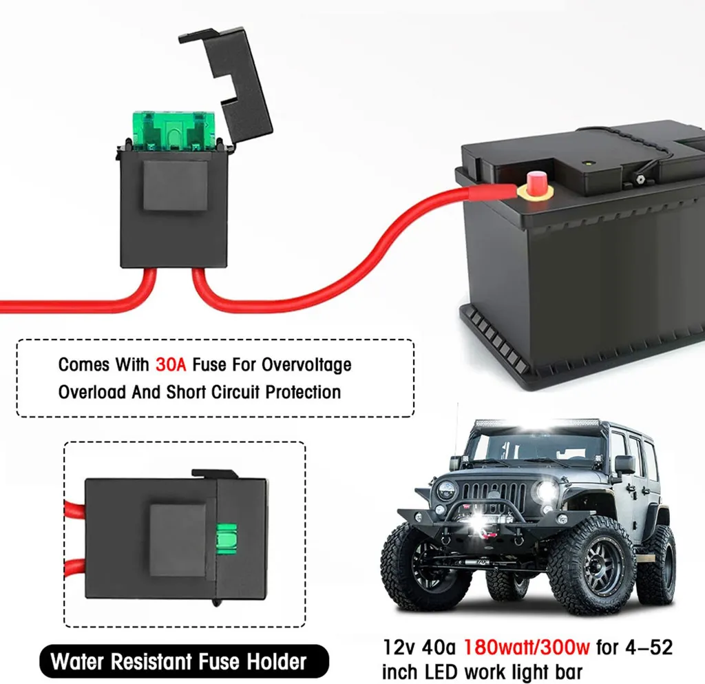 Câblage pour phares de travail LED avec commande sans fil et 2 sorties