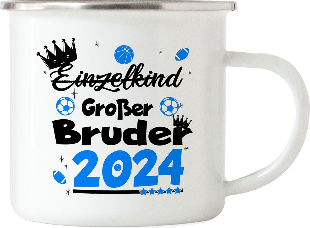 Einzelkind Wird Großer Bruder 2024 Emaille Tasse Ankündigung Schwangerschaft Bruder Fußball Babynews
