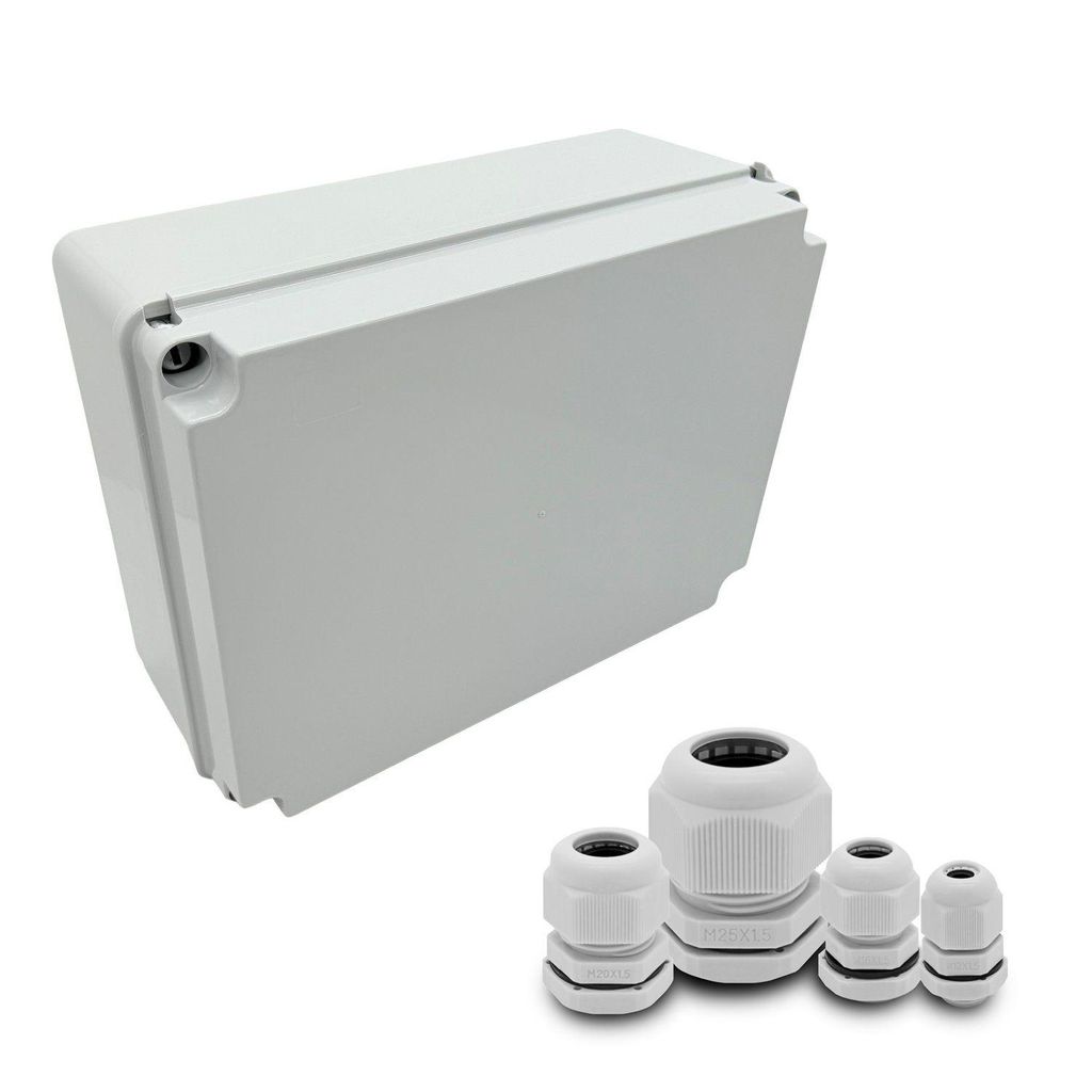 ARLI SET: Abzweigdose IP67 Aufputz 310 x 230 x 130 mm + 40x Kabelverschraubung M12 / M16 / M20 / M25 Set