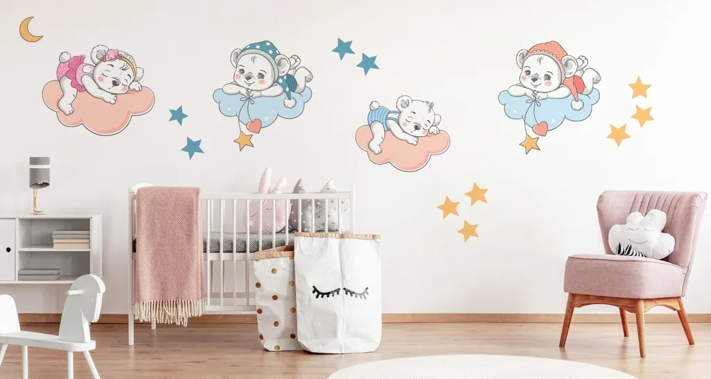 Tatuaggio Murale Orsetti Addormentati XXL 125x250 | Sticker Cameretta