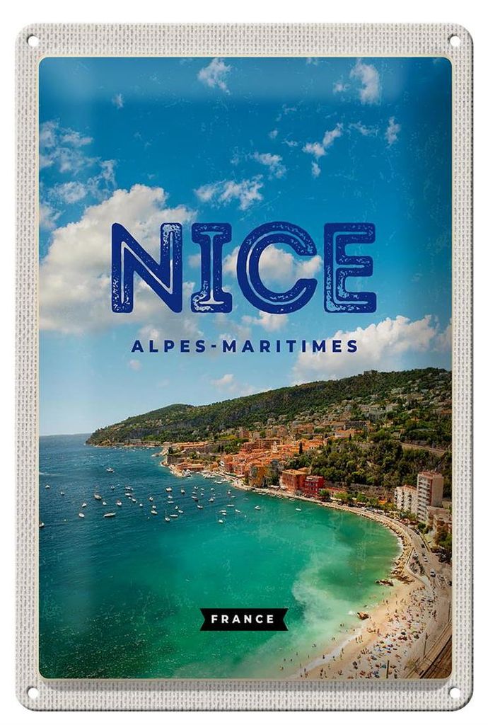 Blechschild Reise 20x30cm Nice Alpes-Maritimes Panorama Bild