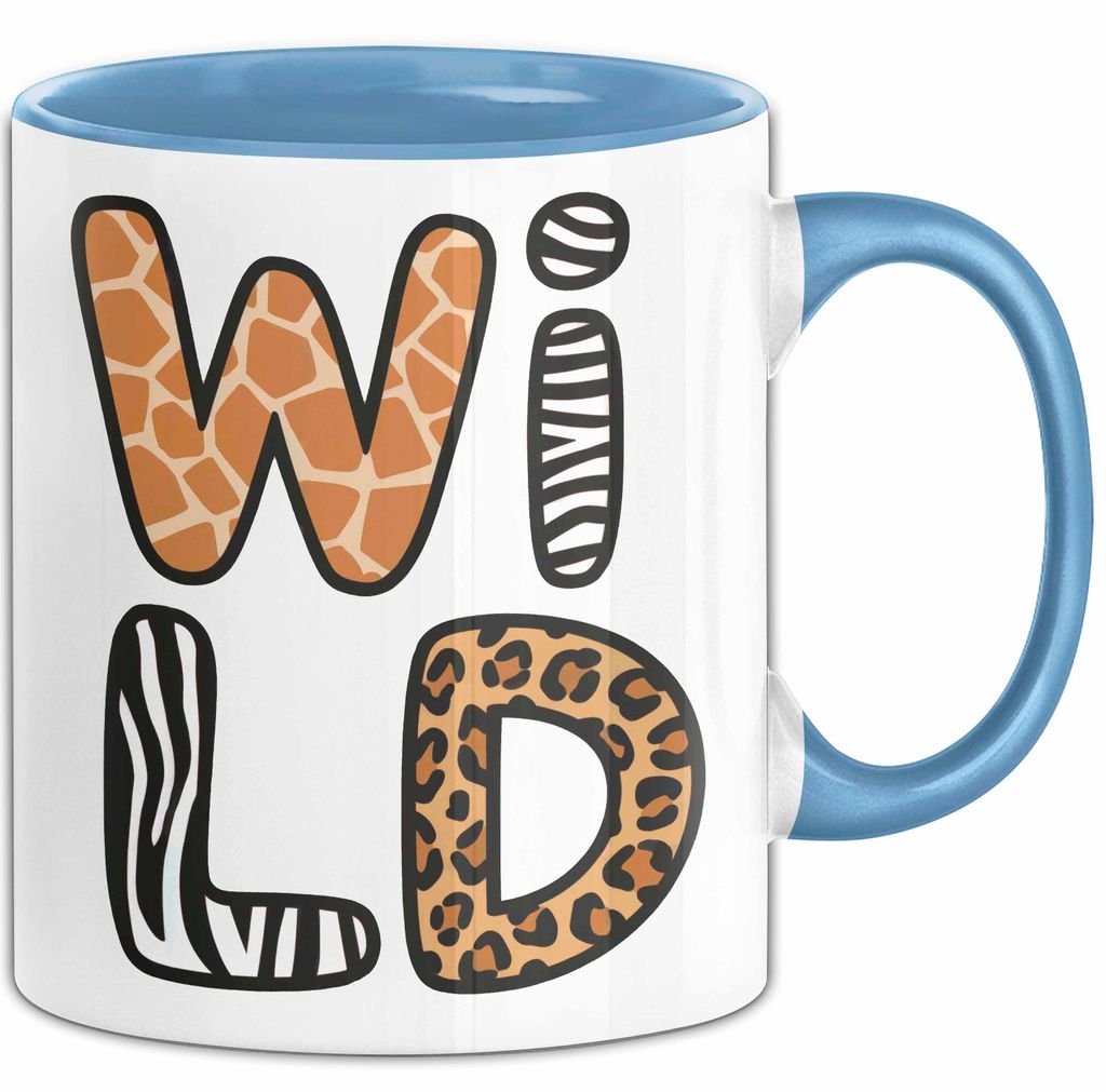 Wilde Tiere Tasse Geschenk Lustige Geschenkidee Spruch Wild (Blau)