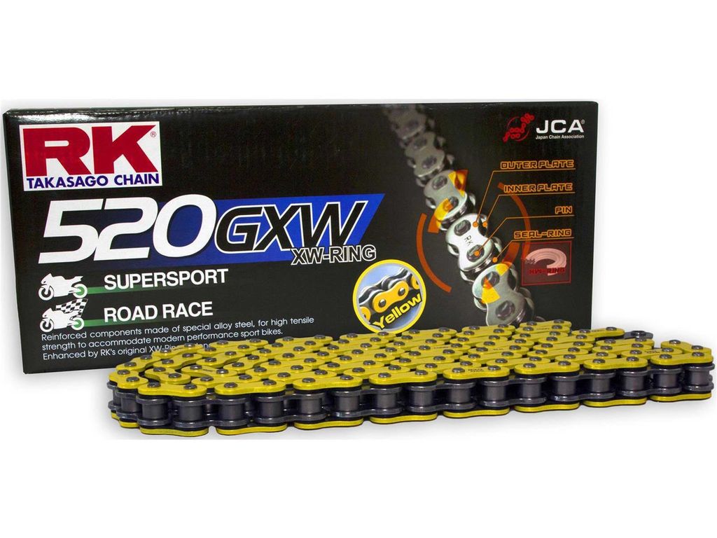 Chaîne RK 520 Gxw 118 N jaune/noire ouverte Image du produit 