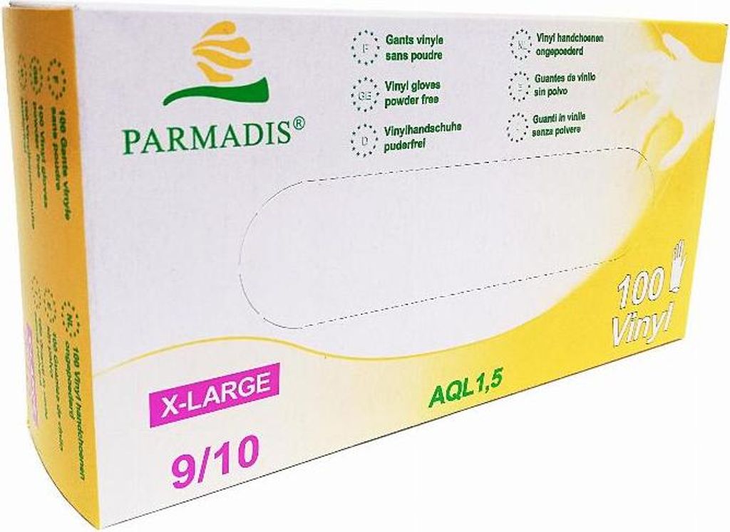 Box mit 100 Vinylhandschuhen T.L 8/9 CRISTAL HYGIENE Einweghandschuhe puderfrei - FG2237T8