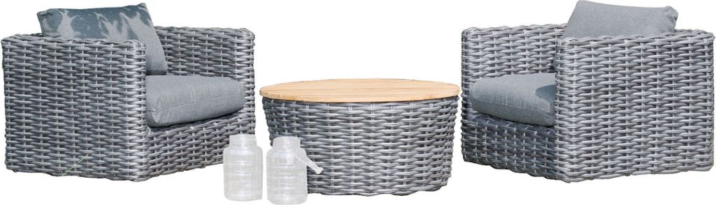 Sonnenpartner 3-teilige Lounge-Sitzgruppe Sands Aluminium mit Polyrattan charcoal Loungesitzgruppe