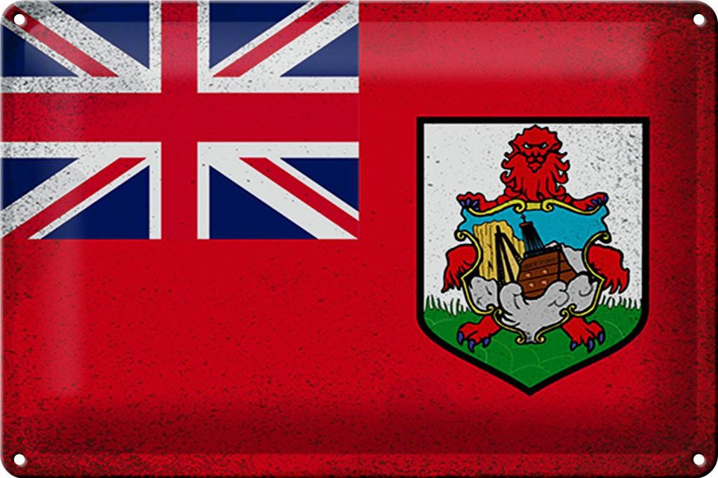 Blechschild Flagge Bermudas 30x20cm Flag of Bermuda Vintage Produktbild 