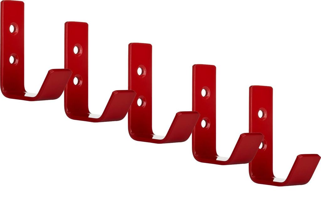 SOTECH Kleiderhaken Loxten 60 x 20 x 45 mm signalrot – Edelstahl, 3 mm Materialstärke (5 Stück)