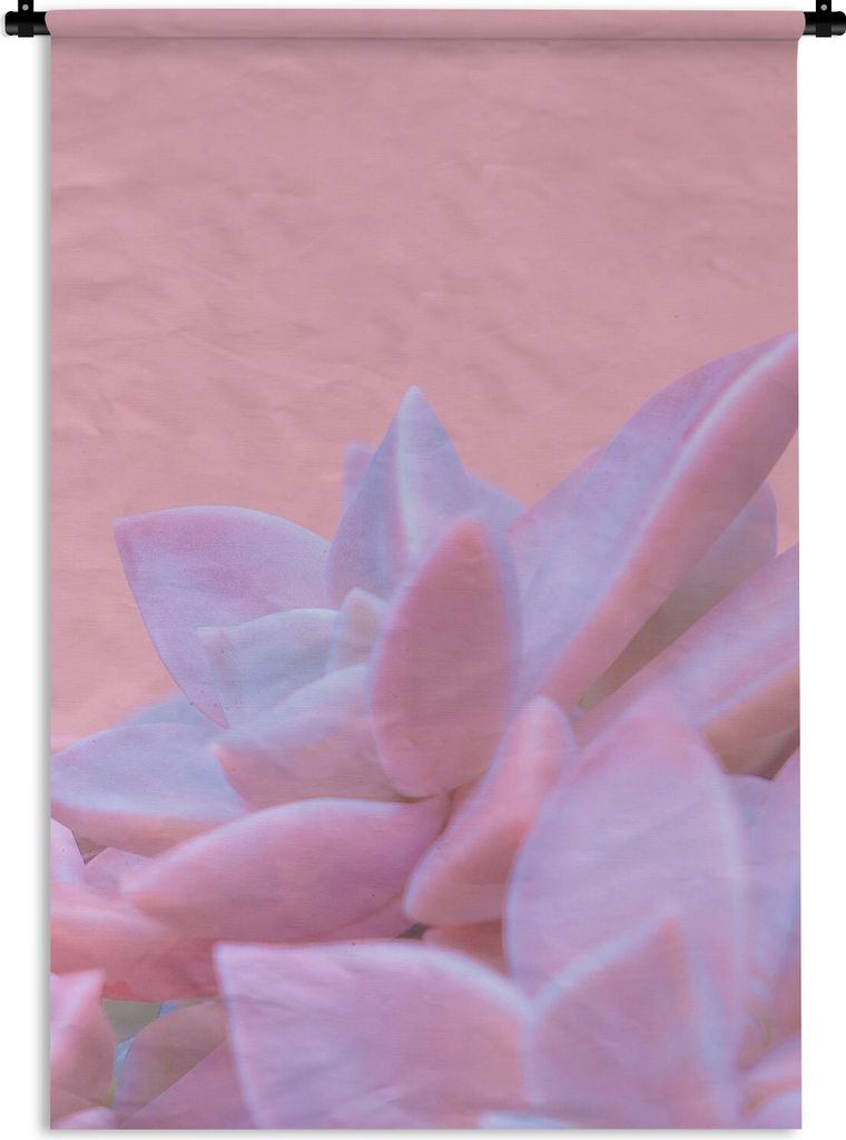 MuchoWow Wandteppich Wandbehang Sukkulente - Sommer - Rosa - Pflanzen 120x180 cm Tapisserie Dekoration Wandtuch - Schlafzimmer - Dekorationen fü...