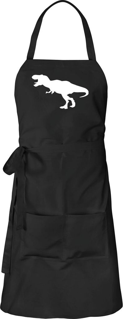 Huuraa Schürze Tyrannosaurus Rex Dinosaurier Schwarz mit Taschen Baumwolle Kochschürze Geschenkidee