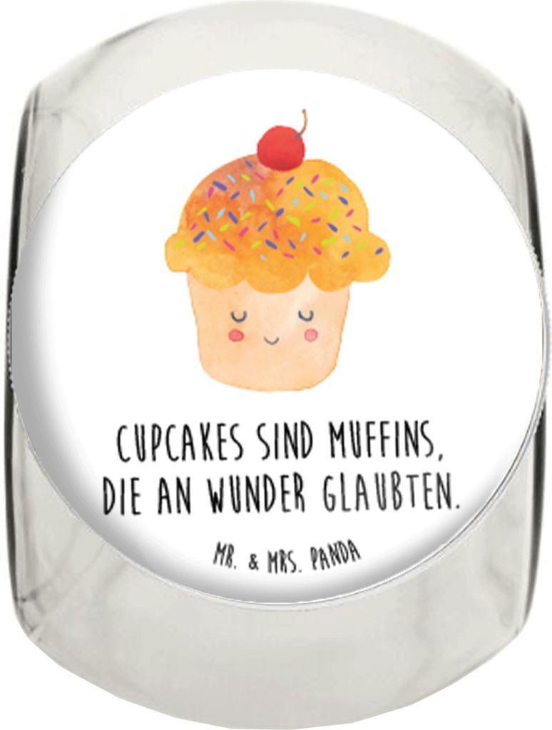 Mr. & Mrs. Panda Bonbonglas Cupcake XL 2000ml - Weiß - Geschenk, Motivation Sprüche, Cupcakes, Muffin, Vorratsbehälter, Bonboniere, Müsli Glas,...