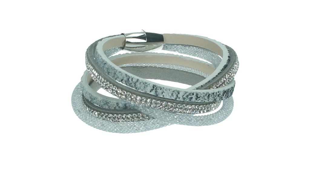 Wickelarmband mit Magnetverschluss mit Strass Füllung Strasssteine 1,5x39cm Farbe - silbergrau