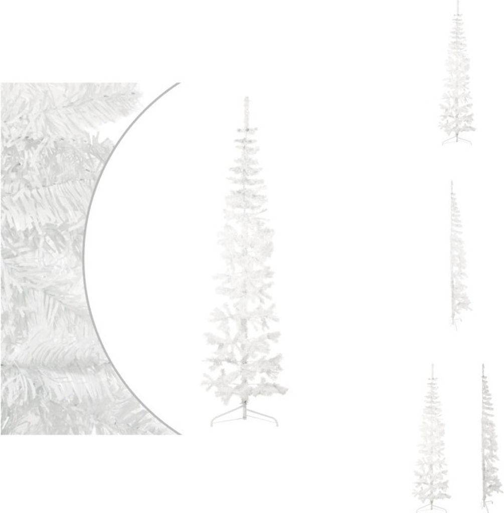 vidaXL Künstlicher Halb-Weihnachtsbaum mit Ständer Schlank Weiß 210 cm - Weihnachtsbäume