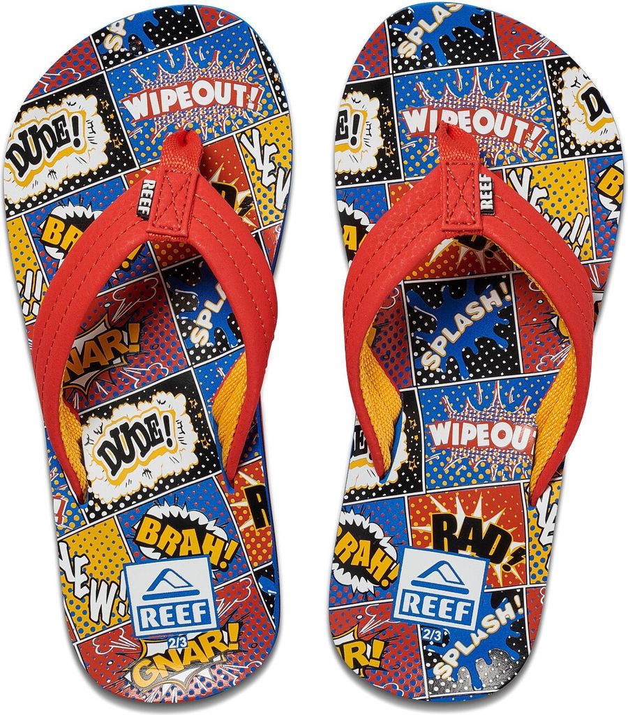 REEF Boys Kinder Zehentrenner Sandalen Strand Sommer Sonne »AHI« Comic Book