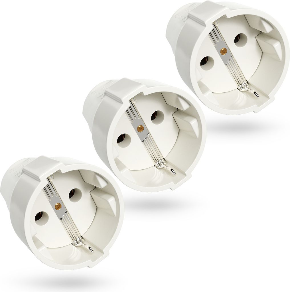 ABSINA 3x Schutzkontakt Kupplung mit Zugentlastung - PVC Produktbild 