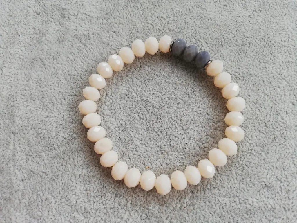 Bracciale Elastico In Cristallo Beige - 3