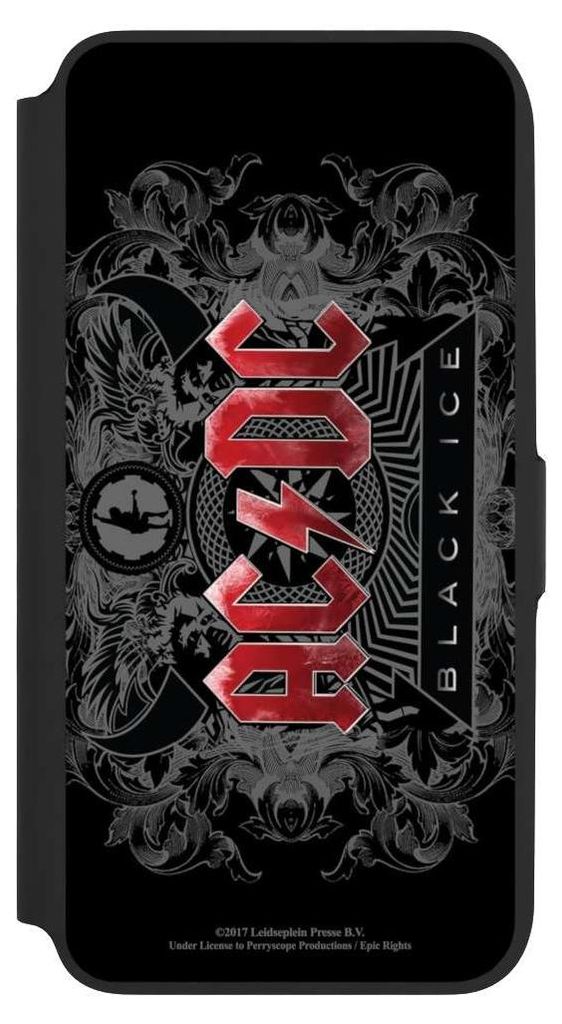 NIVOCASE Klapphülle für Samsung Galaxy A16 5G Handyhülle aus Kunst Leder NIVOflip schwarz ACDC Black Ice Fanartikel