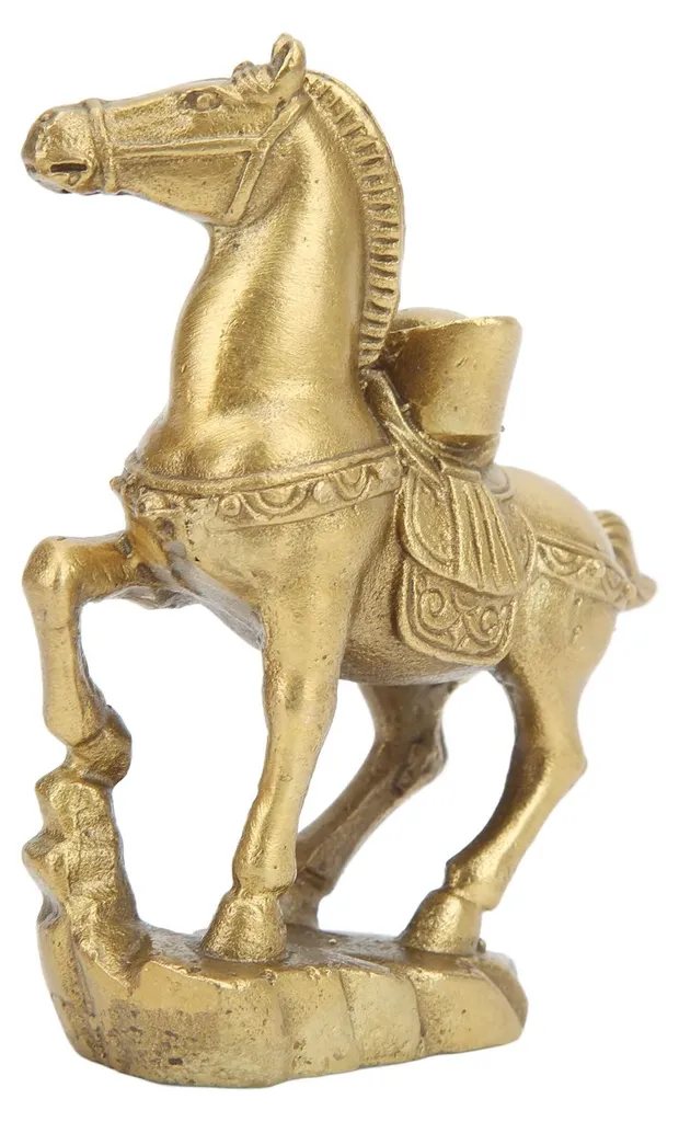 Sculpture de cheval debout en laiton vieilli - Objet déco pour buffet - 9