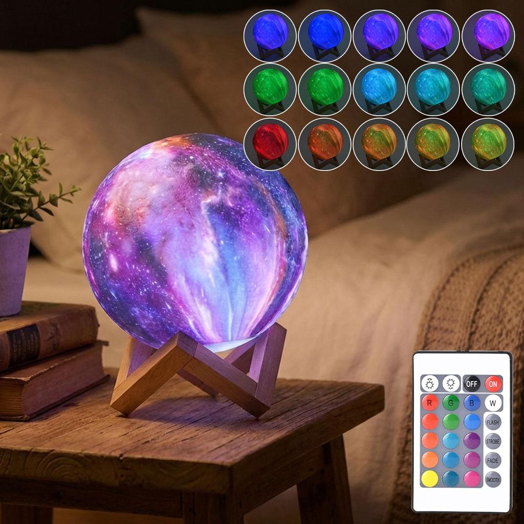 3D Galaxy Mond Lampe 15cm mit 16 Farben – Dimmbare LED Produktbild 