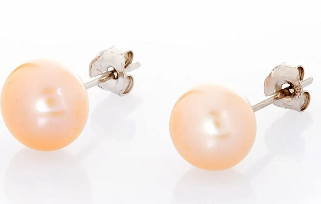 Orecchini Artigianali con Perle Pesca 7 mm in Argento 925 Rodiato