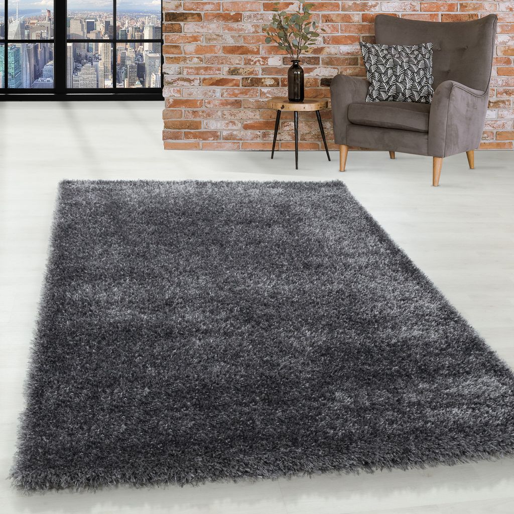 Hochflor Wohnzimmer Teppich Waschbar Shaggy Flokati Optik Einfarbig In