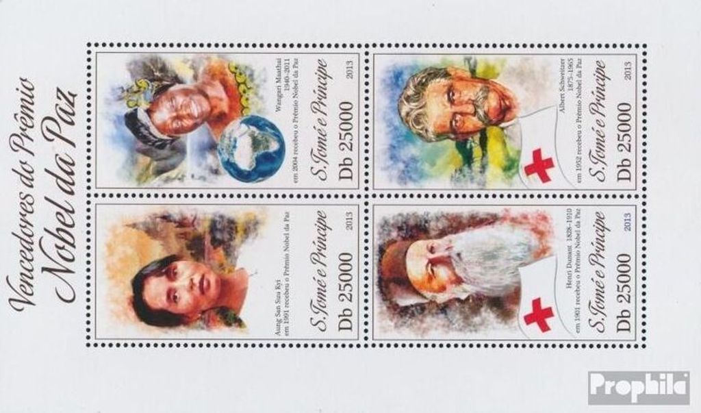 Briefmarken Sao Tome e Principe 2013 Mi 5326-5329 Kleinbogen (kompl. Ausgabe) postfrisch Friedensnobelpreis