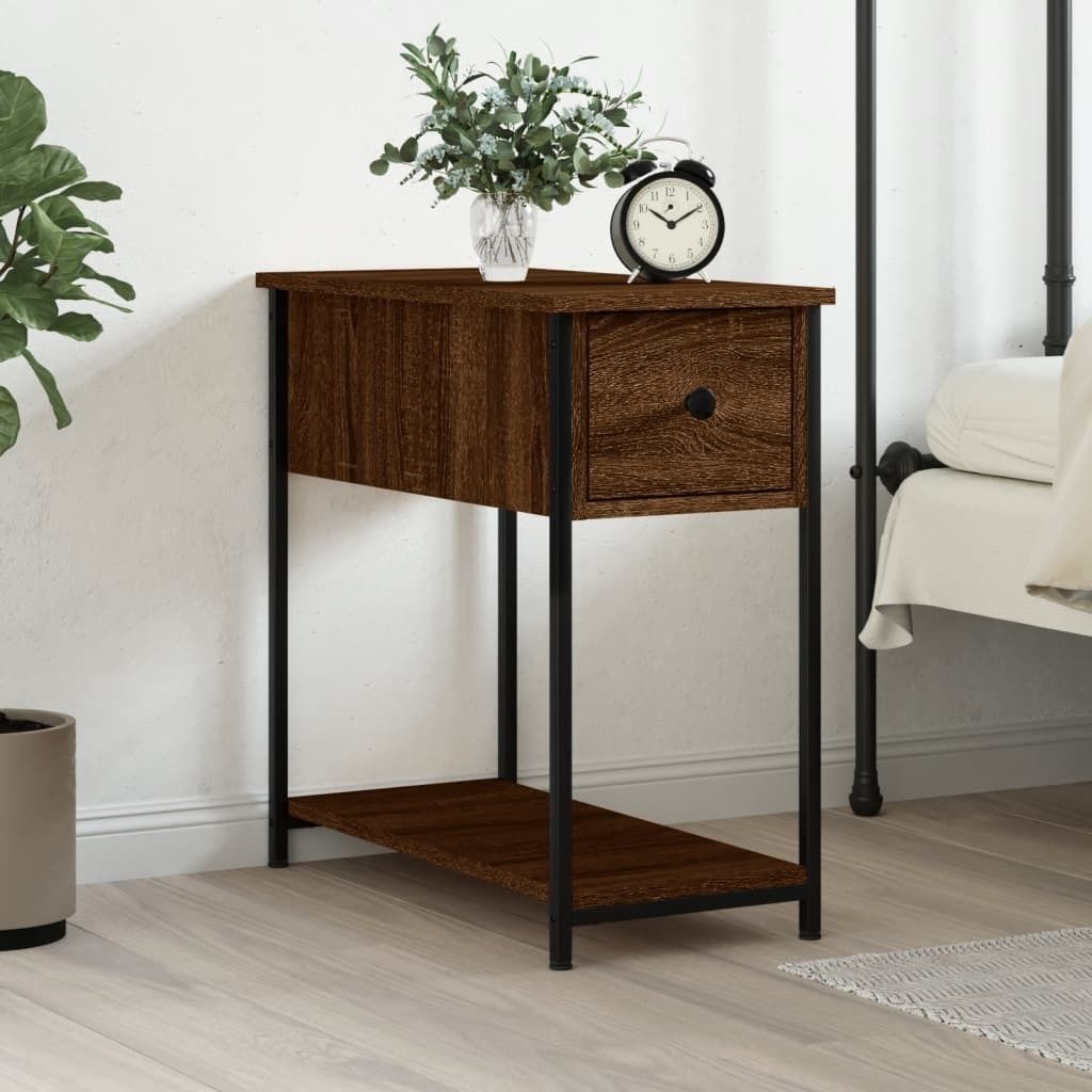 "im Angebot" Nachttisch/Nachtschrank - mit Reichlich Stauraum - Braun Eichen-Optik 30x60x60 cm Holzwerkstoff - Beistellschrank CC22237