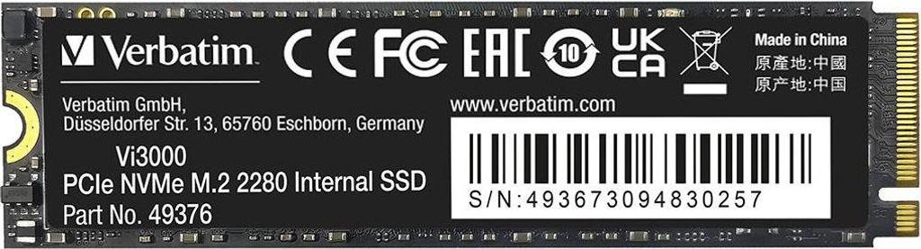 Verbatim Vi3000 NVMe M.2 SSD 512 GB Obrázek produktu 