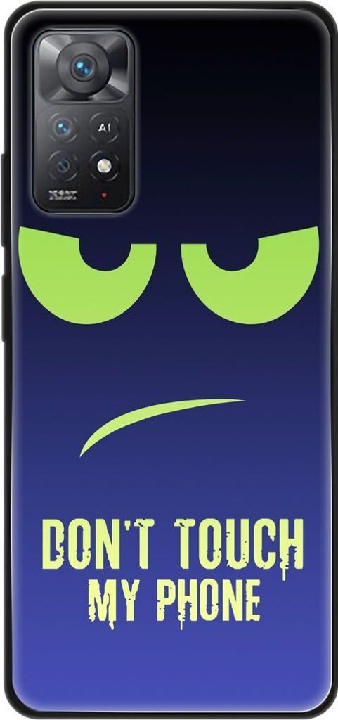 König Design Hülle kompatibel mit Xiaomi Redmi Note 11E Pro Kunststoff Soft Handyhülle - Handy Case Dont Touch My Phone Grün Blau