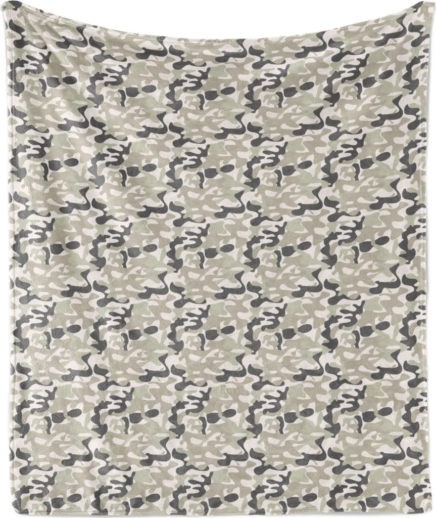 ABAKUHAUS Plaid in Pile e Flanella 125x175 | Coperta Termica Camouflage