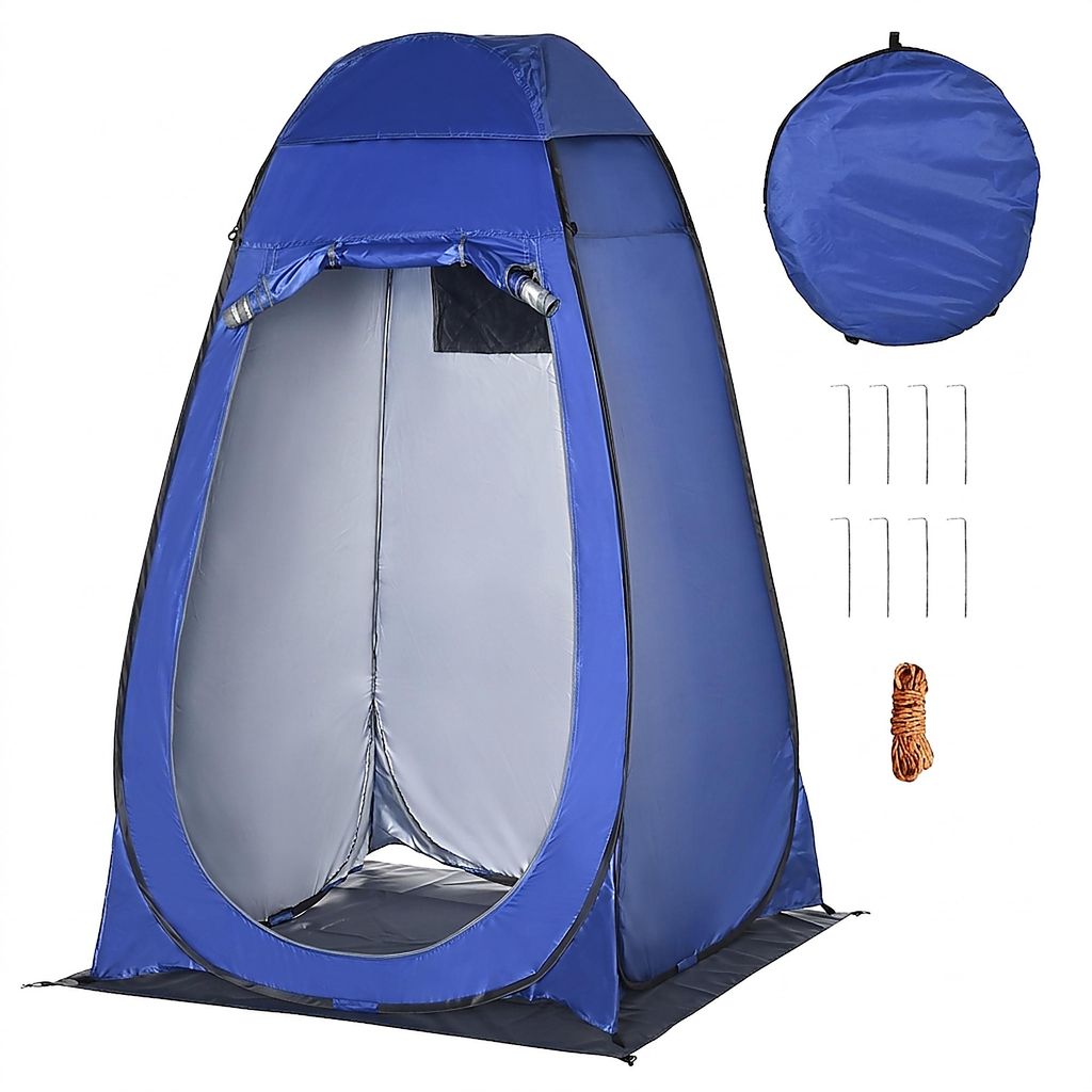 Pop up Duschzelt Toilettenzelt Camping Umkleidezelt mit Tragetasche Mobile Outdoor Toilette Umkleidekabine Lagerzelt Dunkelblau – 126 x 124 x 189 cm