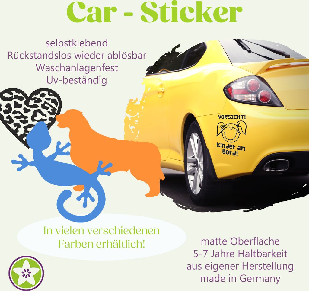 Kiwistar - Autoaufkleber - Kompass - Neon Matt - Aufkleber für Auto Kfz Fahrrad, LKW, Truck Mofa