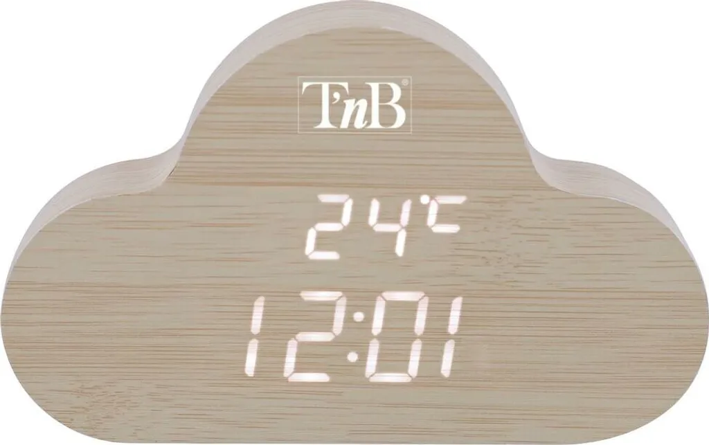 Réveil numérique bois LED pour chambre, horloge de chevet programmable