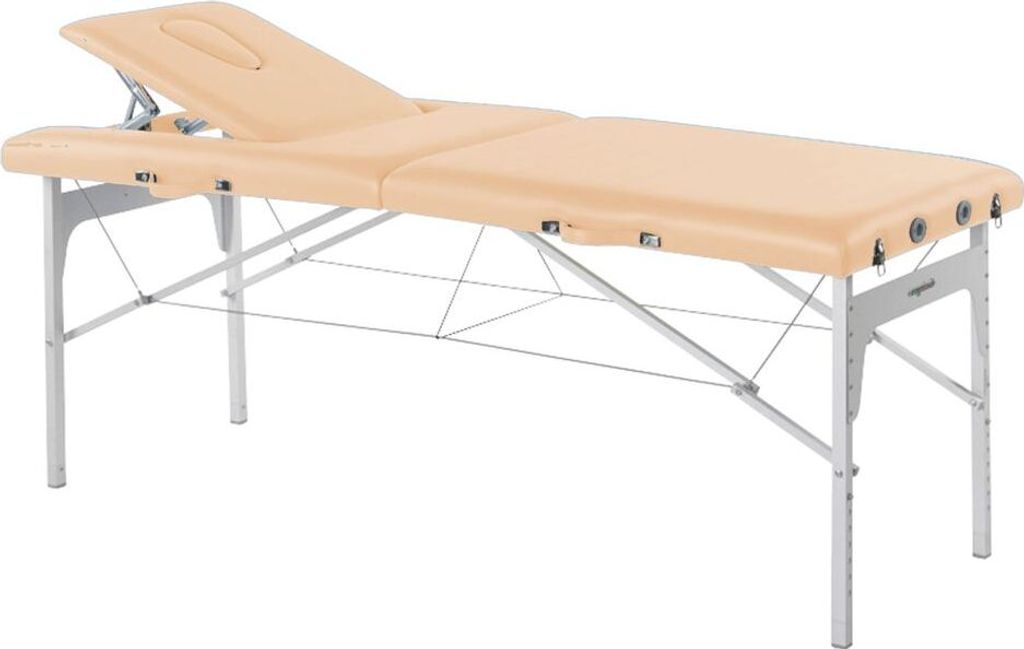 Behandlungsliege, Massageliege, Liege klappbar, mobil, Höhe 68-84 cm, Farbe:61 creme