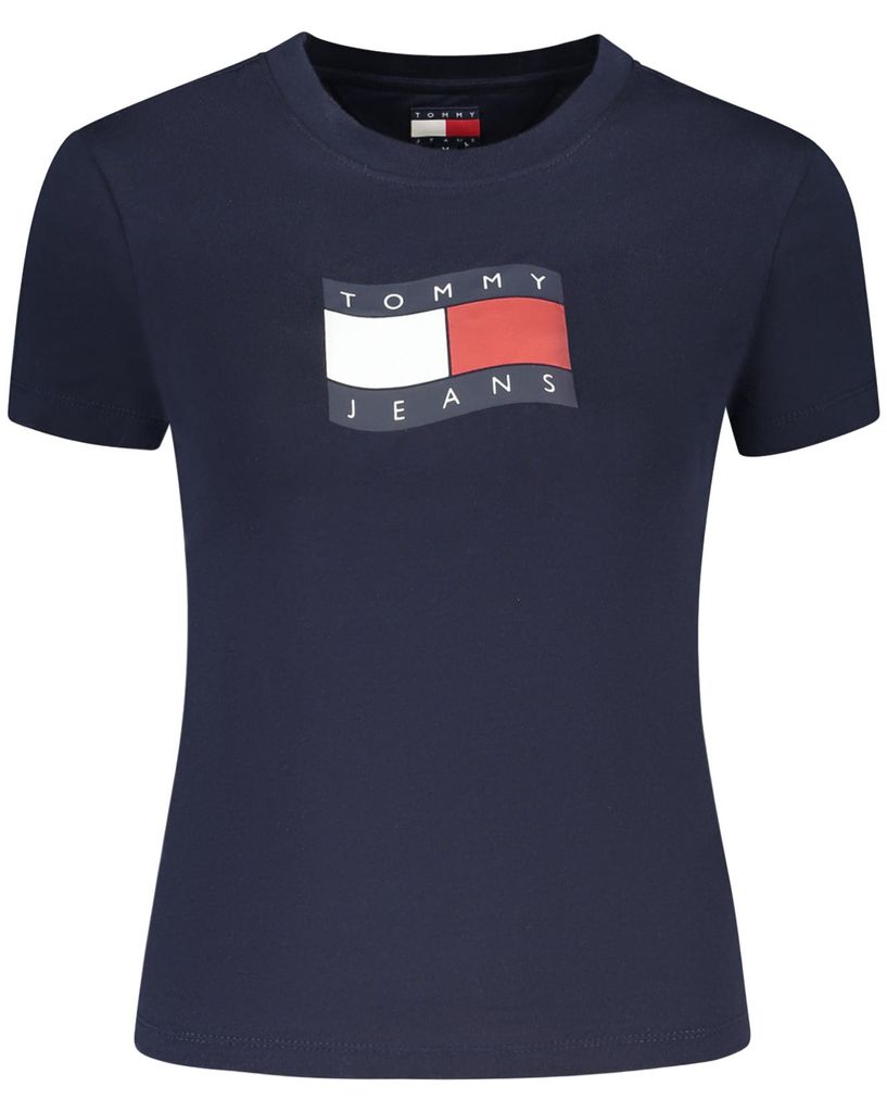 Damen Kurzarm T-Shirt Blau - Nachhaltige Baumwolle mit Logo-Druck
