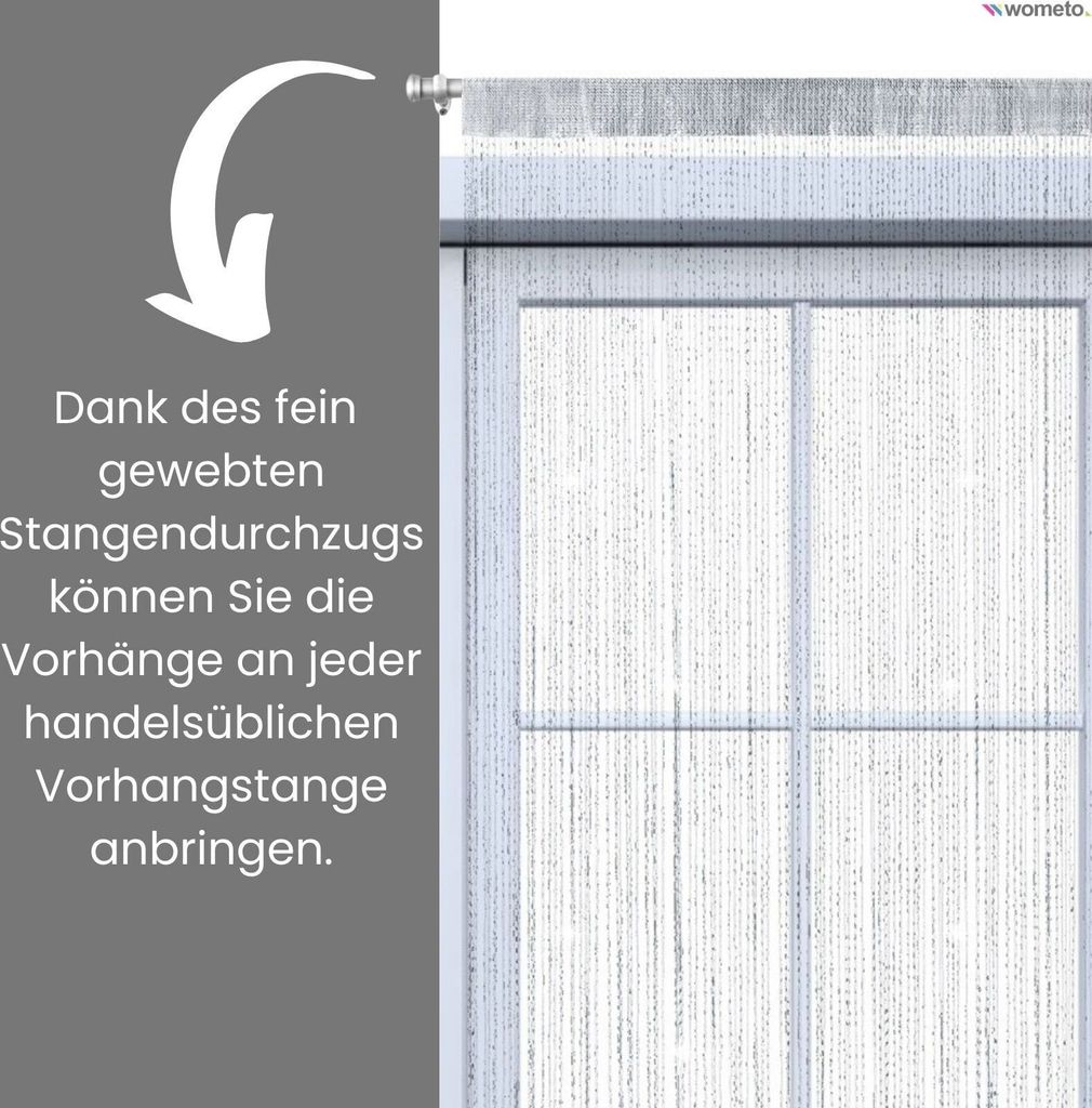 wometo Faden-Vorhang Glitzer-Vorhang 90x245 - silber-silber Produktbild 4