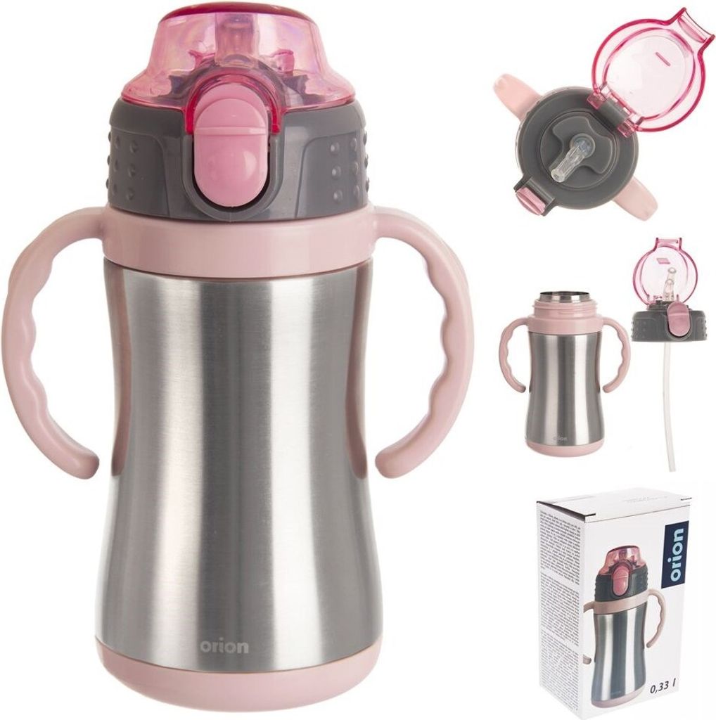 Orion Thermobecher Isolierbecher Thermoskanne Bidon Trinkbecher für Kinder aus Edelstahl rosa 300 ml
