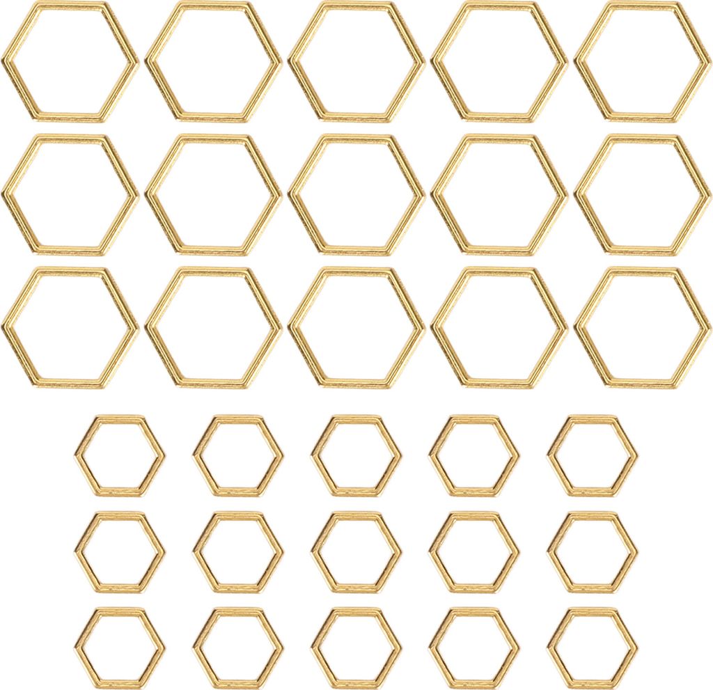 Sechseckige Maschenmarkierer 30 Stück Gold | Zinklegierung farbecht für Stricken Häkeln DIY