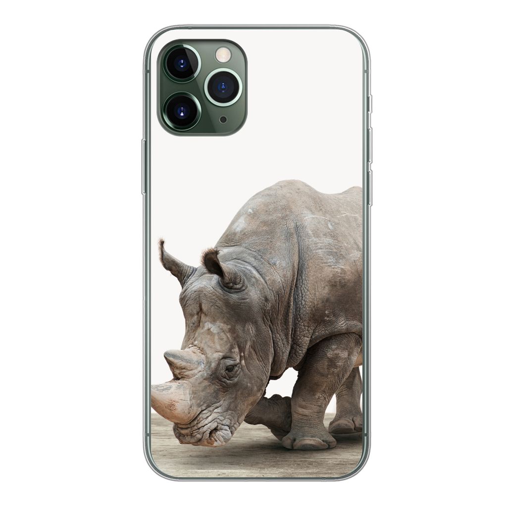MuchoWow Handyhülle Schutzhülle Hülle für iPhone 11 Pro Nashorn - Jungen - Wildtiere - Kinder - Mädchen - Tiere Silikon Softcase Handy Hüll...